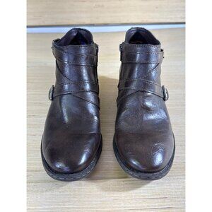 B.O.C Womens 7M brown ankle boots zip up leather straps